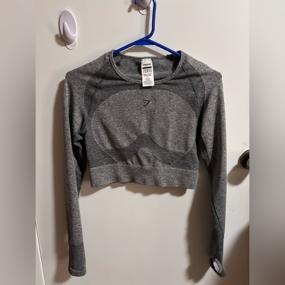 GymShark Grey Longsleeve Crop Top (ACTIVEWEAR) - Picture 1 of 3